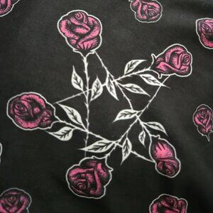 Rose Stemmed Pentagram - Flared (bell bottom) pant in Pink & Black [Small] *NWT*